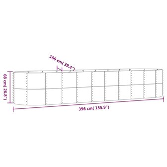 Plantenbak 396x100x68 cm gepoedercoat staal zilverkleurig 6