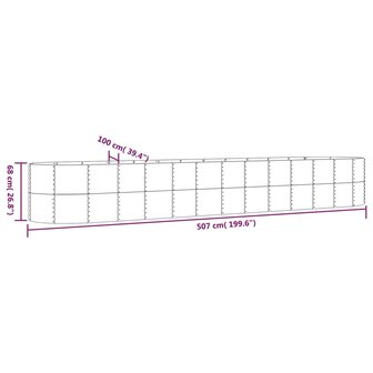 Plantenbak 507x100x68 cm gepoedercoat staal groen 6