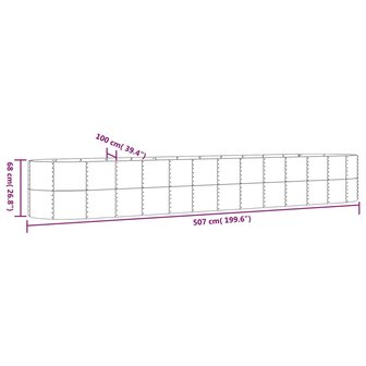 Plantenbak 507x100x68 cm gepoedercoat staal grijs 6