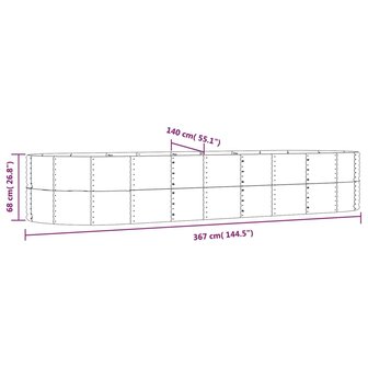 Plantenbak 367x140x68 cm gepoedercoat staal grijs 6