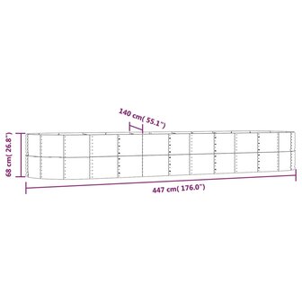 Plantenbak 447x140x68 cm gepoedercoat staal bruin 6