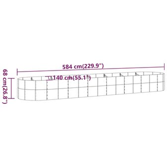 Plantenbak 584x140x68 cm gepoedercoat staal grijs 6