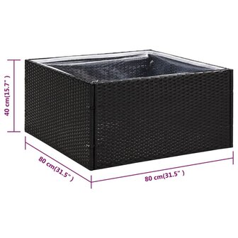 Plantenbak 80x80x40 cm poly rattan zwart 6