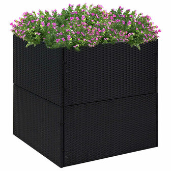 Plantenbak 80x80x80 cm poly rattan zwart 1