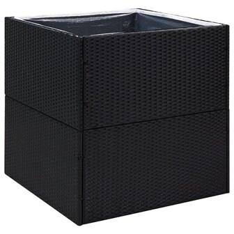 Plantenbak 80x80x80 cm poly rattan zwart 2