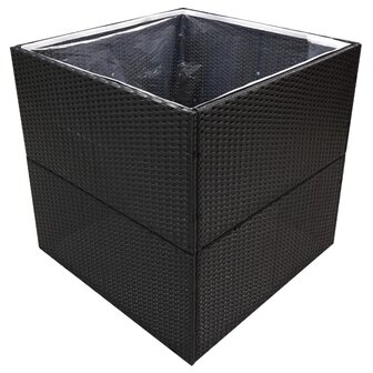 Plantenbak 80x80x80 cm poly rattan zwart 3