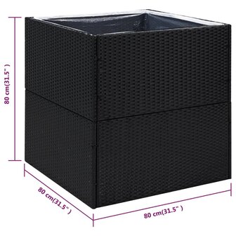 Plantenbak 80x80x80 cm poly rattan zwart 6