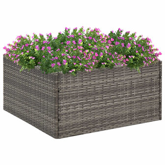 Plantenbak 80x80x40 cm poly rattan grijs 1