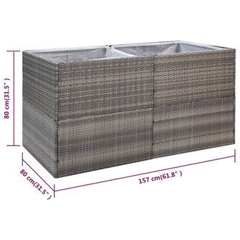 Plantenbak 157x80x80 cm poly rattan grijs 7