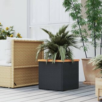 Plantenbak 40x40x40 cm poly rattan zwart 1