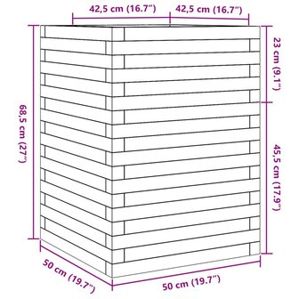 Plantenbak 50x50x68,5 cm massief grenenhout wit 10