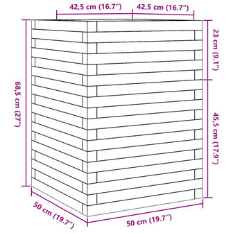 Plantenbak 50x50x68,5 cm massief grenenhout wasbruin 10