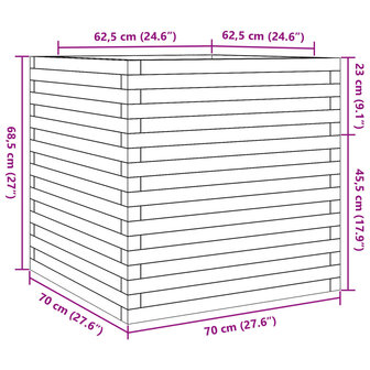 Plantenbak 70x70x68,5 cm massief grenenhout 10