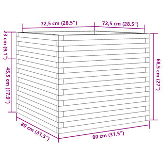 Plantenbak 80x80x68,5 cm ge&iuml;mpregneerd grenenhout 10