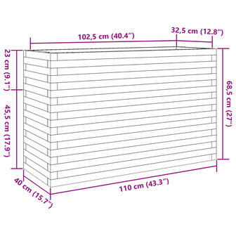 Plantenbak 110x40x68,5 cm massief grenenhout 10