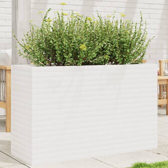 Plantenbak 110x40x68,5 cm massief grenenhout wit 1