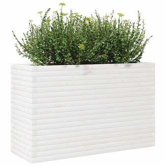 Plantenbak 110x40x68,5 cm massief grenenhout wit 4