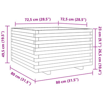 Plantenbak 80x80x49,5 cm massief douglashout 10