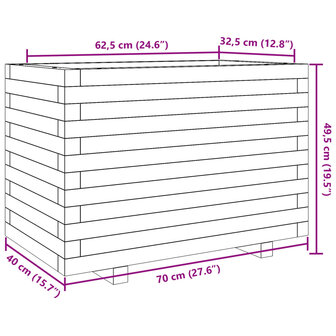 Plantenbak 70x40x49,5 cm massief grenenhout wit 10