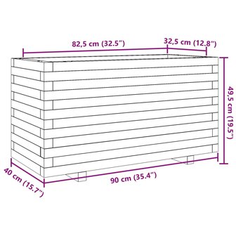 Plantenbak 90x40x49,5 cm massief grenenhout wit 10