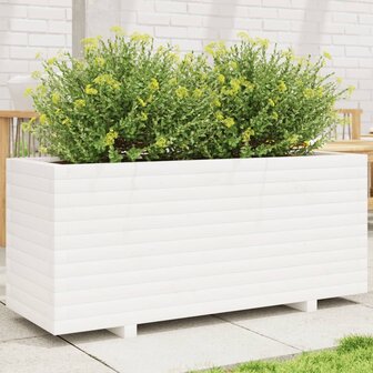 Plantenbak 110x40x49,5 cm massief grenenhout wit 1