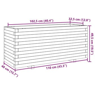 Plantenbak 110x40x49,5 cm massief grenenhout wit 10