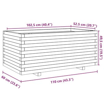 Plantenbak 110x60x49,5 cm ge&iuml;mpregneerd grenenhout 10