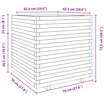 Plantenbak 70x70x72,5 cm massief grenenhout 10