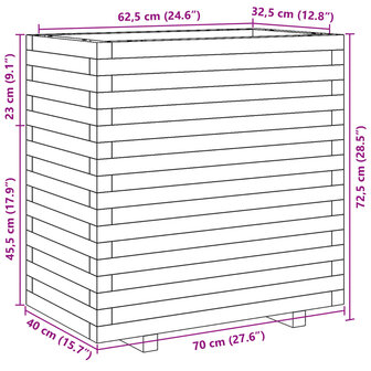 Plantenbak 70x40x72,5 cm massief grenenhout wit 10