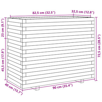 Plantenbak 90x40x72,5 cm massief grenenhout 10