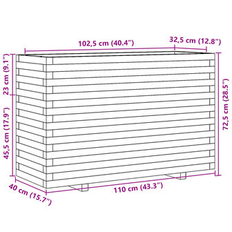 Plantenbak 110x40x72,5 cm massief grenenhout 10