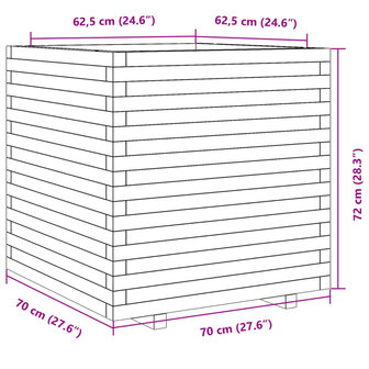 Plantenbak 70x70x72 cm massief grenenhout 10