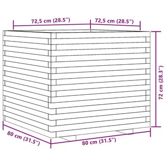 Plantenbak 80x80x72 cm massief grenenhout wasbruin 10