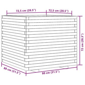 Plantenbak 80x80x72 cm ge&iuml;mpregneerd grenenhout 10