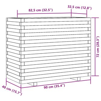 Plantenbak 90x40x72 cm massief grenenhout 10