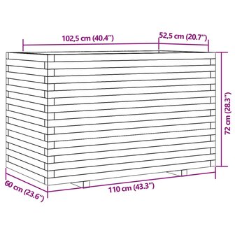 Plantenbak 110x60x72 cm massief grenenhout wit 10