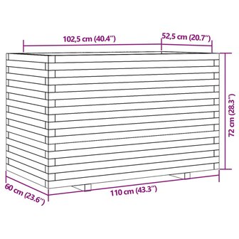 Plantenbak 110x60x72 cm ge&iuml;mpregneerd grenenhout 10