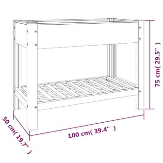 Plantenbak verhoogd met schap 100x50x75 cm HKC 7