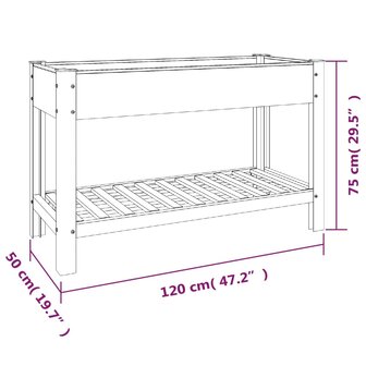 Plantenbak verhoogd met schap 120x50x75 cm HKC grijs 7