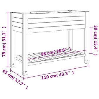 Plantenbak verhoogd 110x45x79 cm polypropeen wit 7