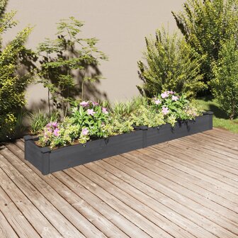 Plantenbak verhoogd met voering 240x45x25 cm vurenhout grijs 1