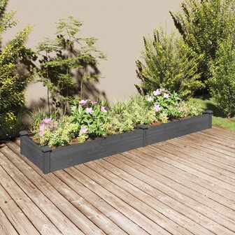 Plantenbak verhoogd met voering 240x60x25 cm vurenhout grijs 1