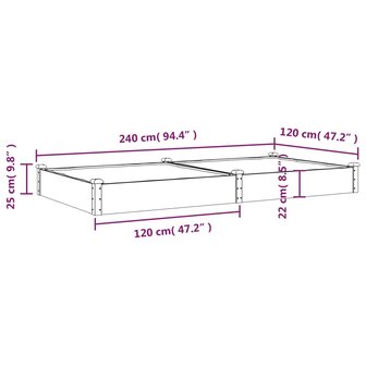 Plantenbak verhoogd met voering 240x120x25 cm vurenhout grijs 8