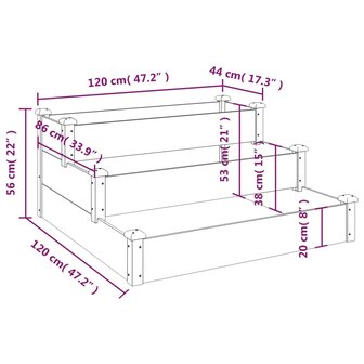 Plantenbak verhoogd met voering 120x120x56 cm massief vurenhout 7