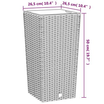 Plantenbak met uitneembare bak rattan-look 11/26,5 L PP wit 7