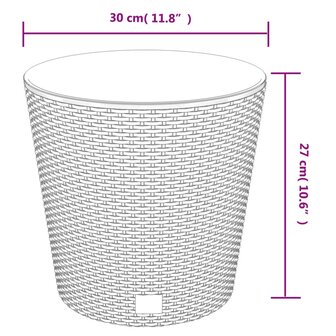 Plantenbak met uitneembare bak rattan-look 15/15,3 L PP wit 7