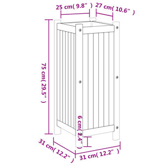 Plantenbak met voering 31x31x75 cm massief acaciahout 9