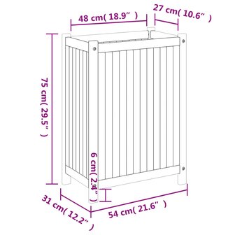 Plantenbak met voering 54x31x75 cm massief acaciahout 9