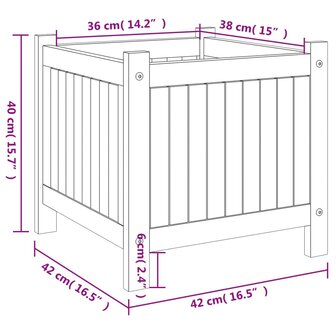 Plantenbak met voering 42x42x40 cm massief acaciahout 9