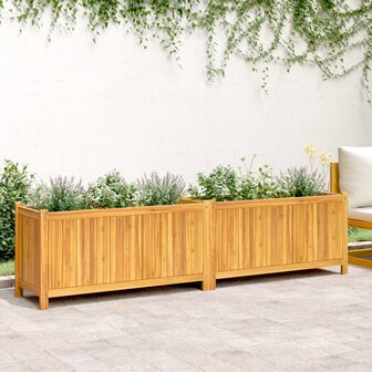 Plantenbak met voering 199x38,5x50 cm massief acaciahout 3